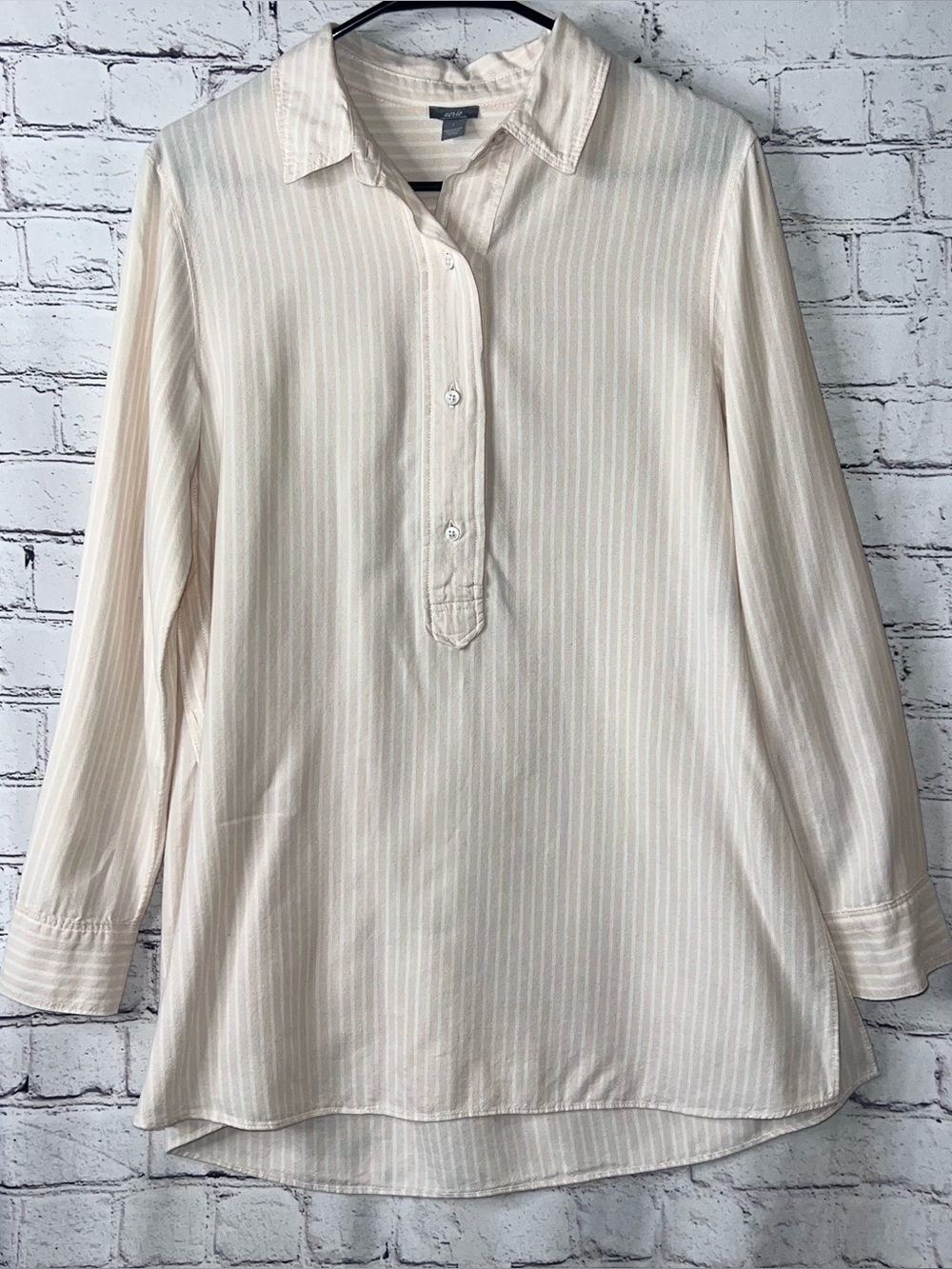 Aerie Long Sleeve Pink Striped Oversized Tunic Blouse Size Small